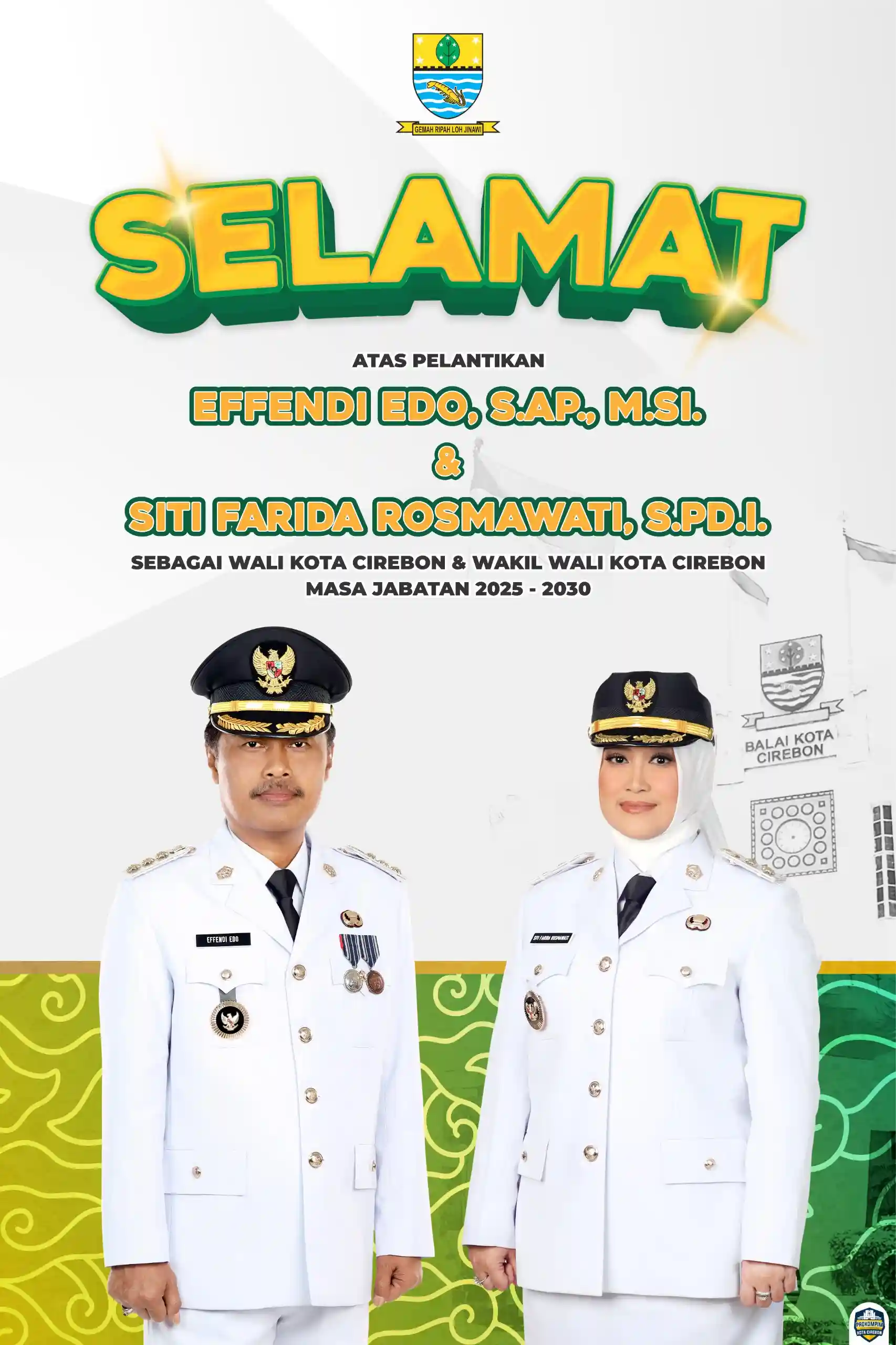 Penuh Sejarah! Effendi Edo dan Siti Farida Resmi Dilantik Sebagai Wali Kota dan Wakil Wali Kota Cirebon